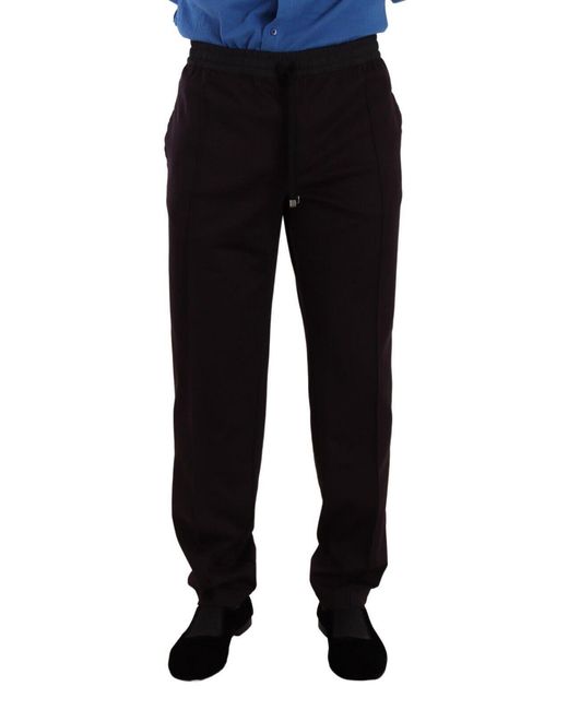 Dolce & Gabbana Black Bordeaux Cotton Skinny Trouser Pants for men