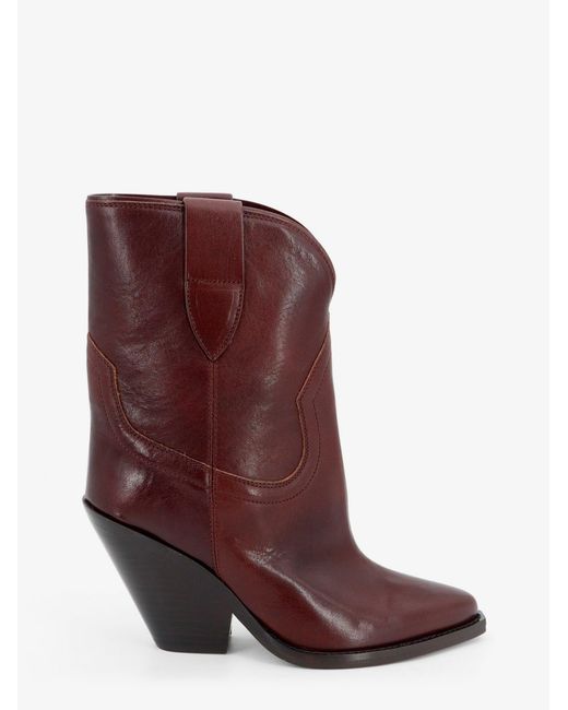 Isabel Marant Red Boots Leyane Leather