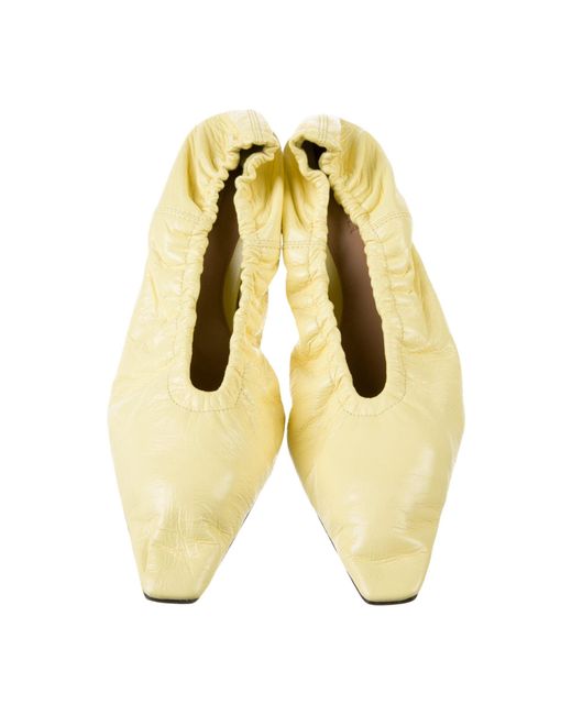 Bottega Veneta Yellow Almond Toe Elasticated 75Mm Pumps