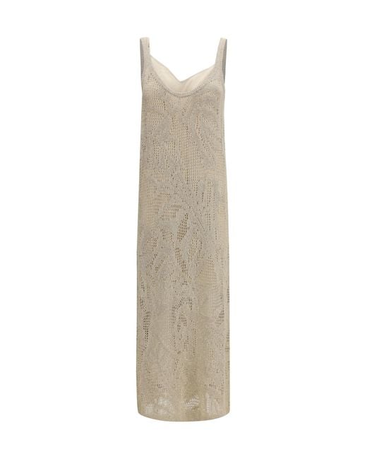 Brunello Cucinelli Natural Dress Water Lillies Linen