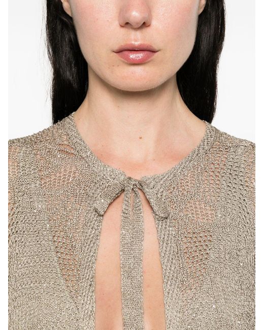 Fabiana Filippi Natural Tie-Detail Long Cardigan