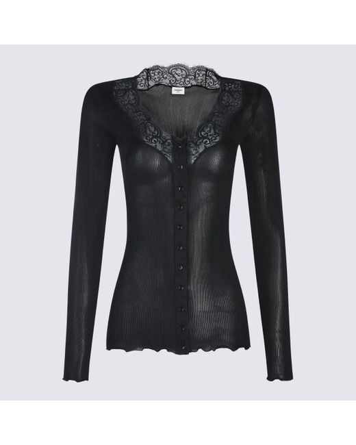 Saint Laurent Black Silk Top