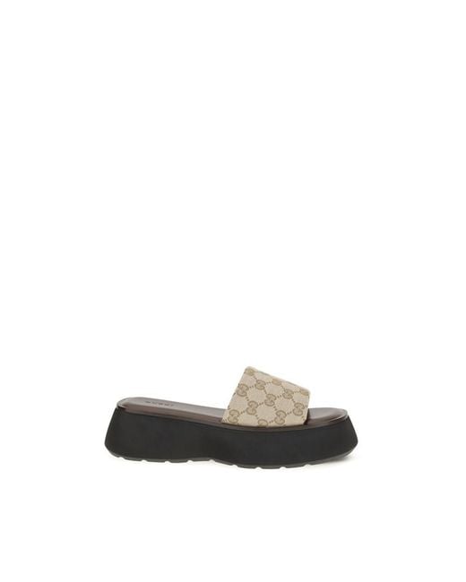 Gucci Natural Polyester Platform Sandals