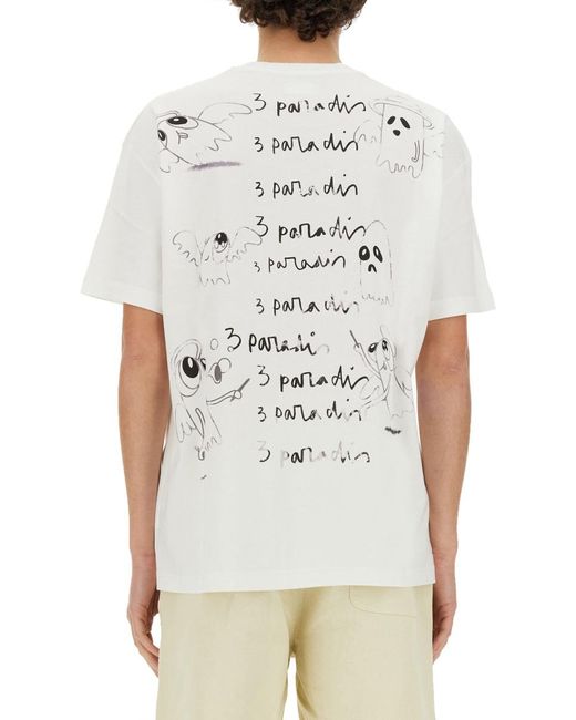 3.PARADIS White X Edgar Plans T-Shirt Cotton T-Shirts for men