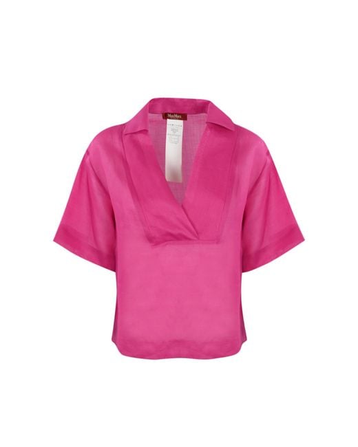 Max Mara Studio Pink Ramie Gauze T-Shirt
