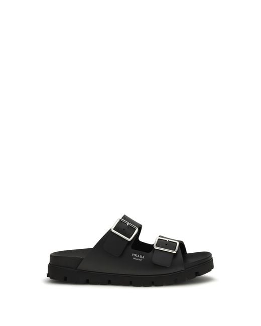 Prada Black Leather Sandals for men