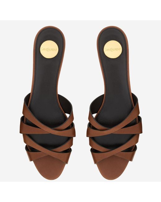 Saint Laurent Black Leather Sandals Chandelle
