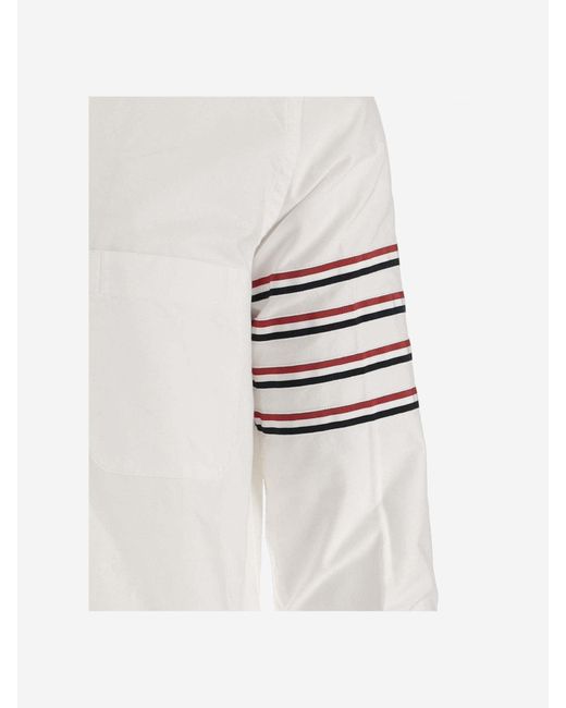 Thom Browne White 4 Bar Tricolor Cotton Shirt for men