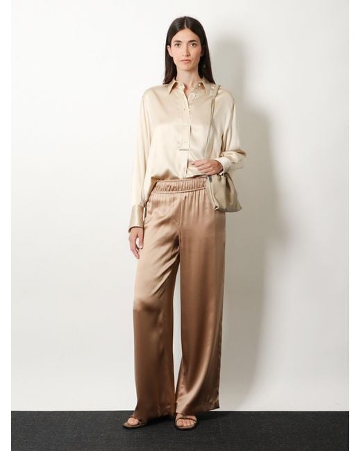 Brunello Cucinelli Natural Silk Shirt With Monili Detail