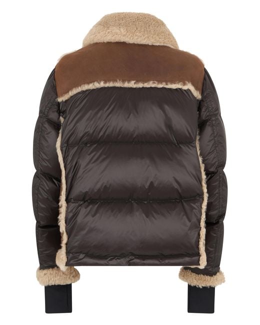 Moncler Brown Short Down Jacket Nappa & Shearling Calfskin Padded for men