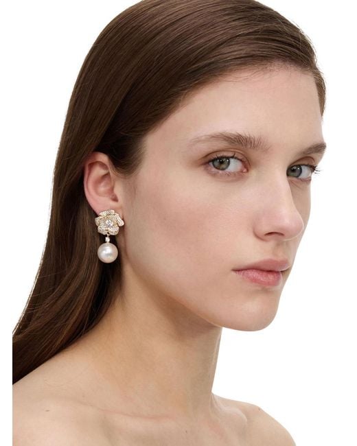 Self-Portrait Metallic Earrings-Coloured Flower Silhouette Metal