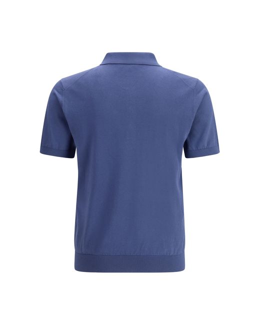 Piacenza Cashmere Blue Cotton Polo With Classic Collar Shirts for men
