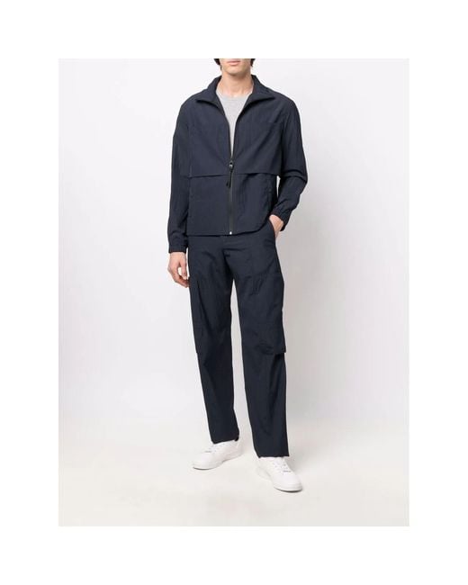 Ferragamo Blue Multi-Pocket Seersucker Trousers for men