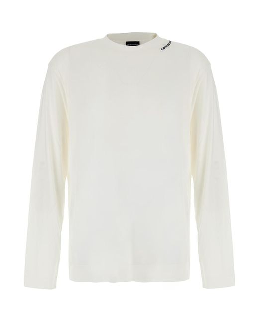 Emporio Armani White Long-Sleeved Modal T-Shirt T-Shirts for men