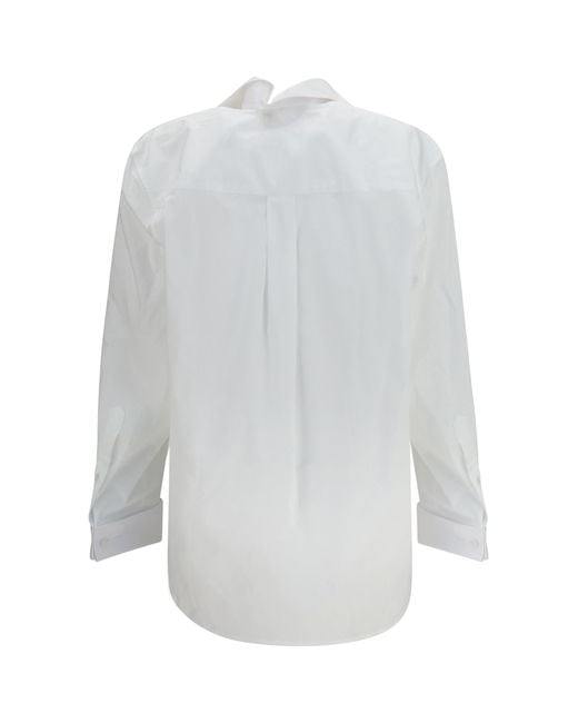 ALAINPAUL White Shirt With Elasticated Collar Cotton