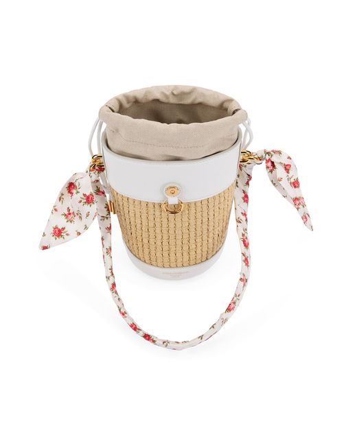 Dolce & Gabbana White Bucket Bag Capri Rafia Viscose
