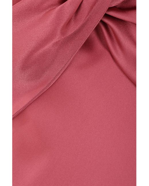 Alberta Ferretti Red Long Dark Silk Blend Satin Dress