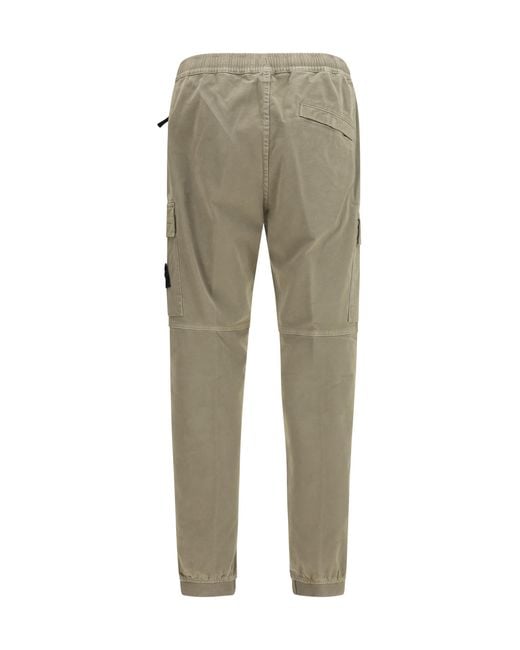 Stone Island Gray Cargo Pants With Elasticated Cuffs Cotton; Elastane for men