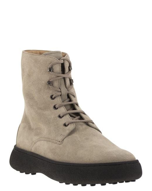 Tod's Brown Suede Lace-Up Boot for men