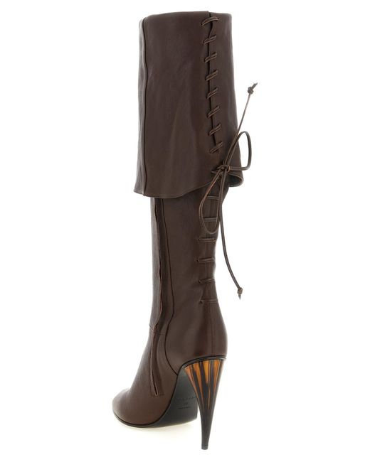 McQueen Brown Horn Heel Boots Lamb Leather (Ovis Aries) Boots, Ankle