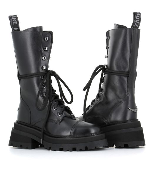 Zadig & Voltaire Lace-up Boot Ride in Black | Lyst