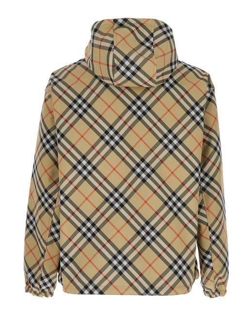 Burberry Gray Reversible Jacket Check Motif Polyester Coat for men