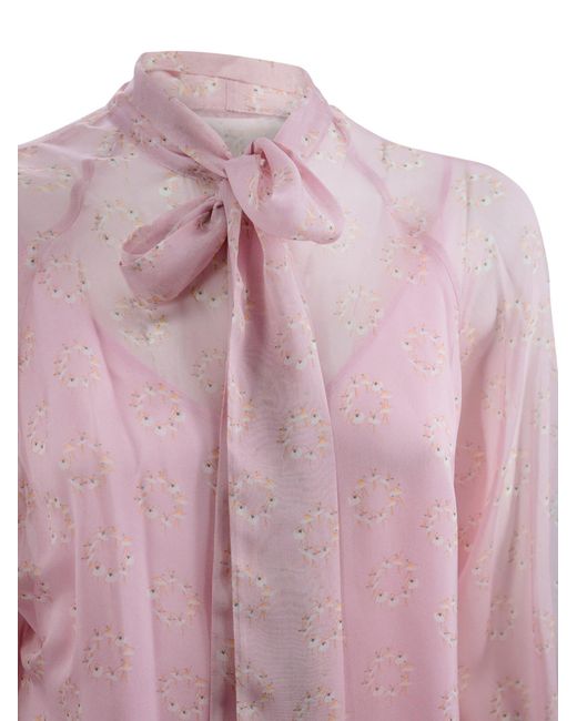 Max Mara Studio Pink Georgette Blouse With Bow