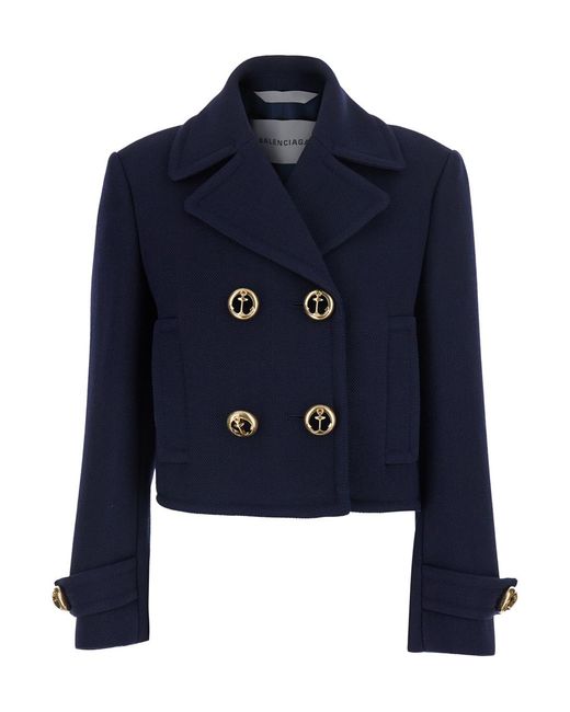 Balenciaga Blue Balenciaga Wool Double-Breasted Blazer