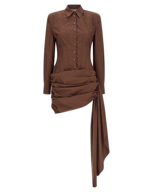 GIUSEPPE DI MORABITO Brown Chemisier Dress Cotton