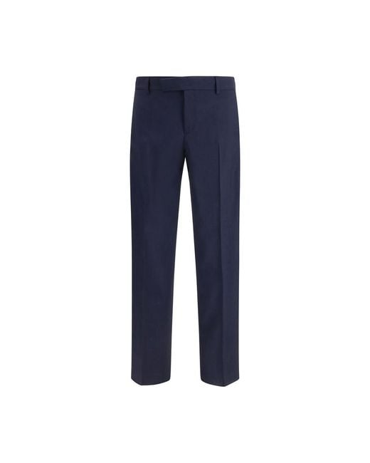 Fendi Blue Wool Oves Aries Dress Pants for men