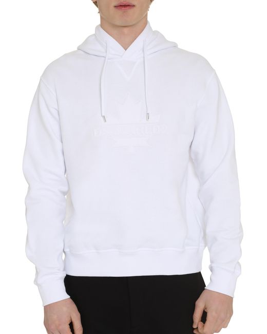DSquared² White Cotton Hoodie Jumpers for men