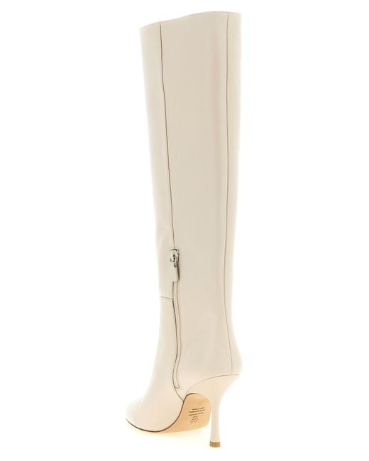 Stuart Weitzman White Lamb Leather Over The Knee Shoe