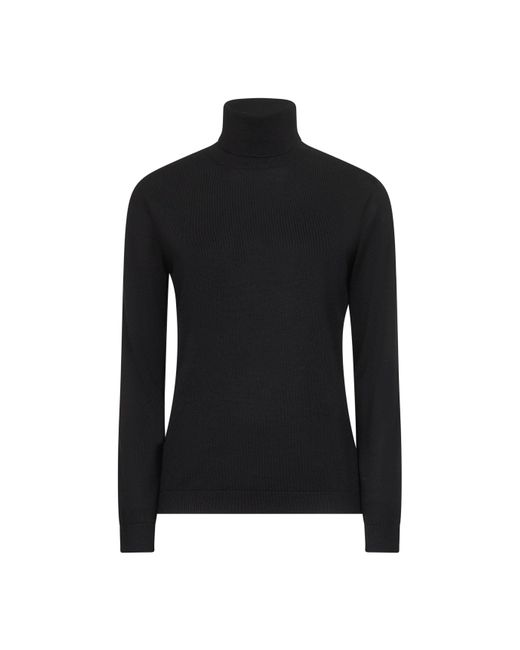 Blanca Vita Black Virgin Wool Knit Turtleneck Sweater