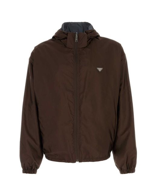 Prada Brown Re-Nylon Reversibile Jacket for men