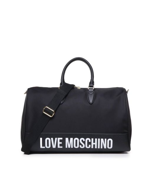 Love Moschino Black Duffle Bag With Print