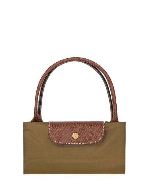 Longchamp Brown Shoulder Bag With Leather Zip Polyamide