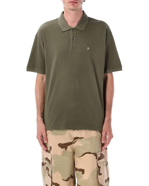 Stussy Green Classic Pique Polo Shirt for men