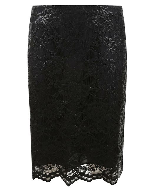 Aspesi Black Floral Perforated Asymmetric Skirt