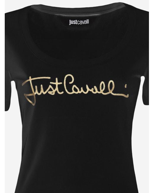 Just Cavalli Black T-Shirt Stretch Cotton T-Shirts & Jerseys