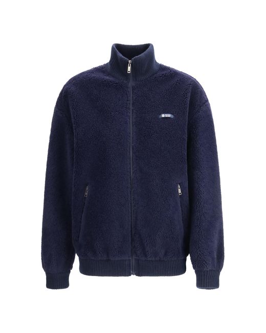 Prada Blue Fleece Jacket Polyamide; Wool
