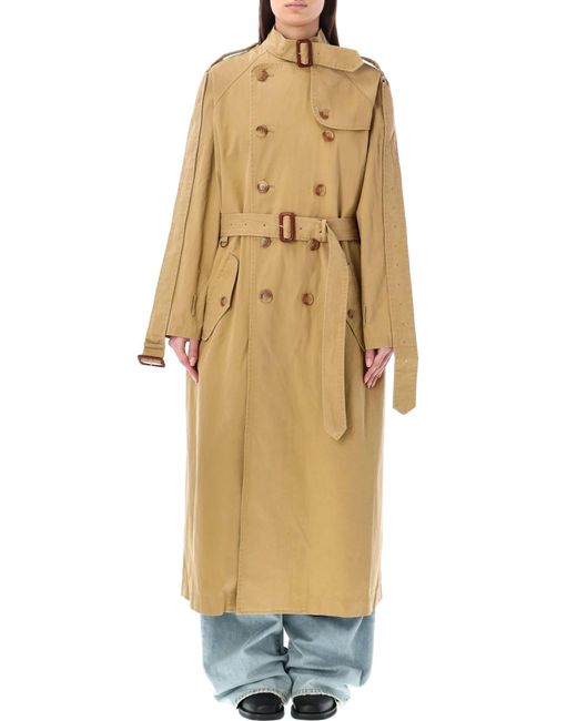 R13 Green Oversized Deconstructed Trench Coat
