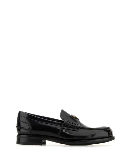Prada Black Leather Loafers for men