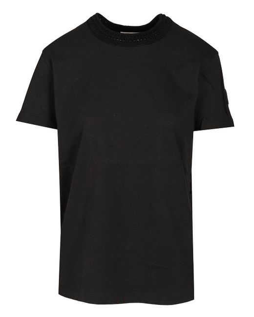 Moncler Black With Crochet Detail T-Shirt