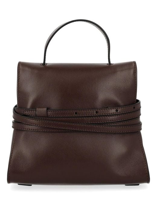 Moschino Brown Handbag Tie Me Leather Calf Handbags