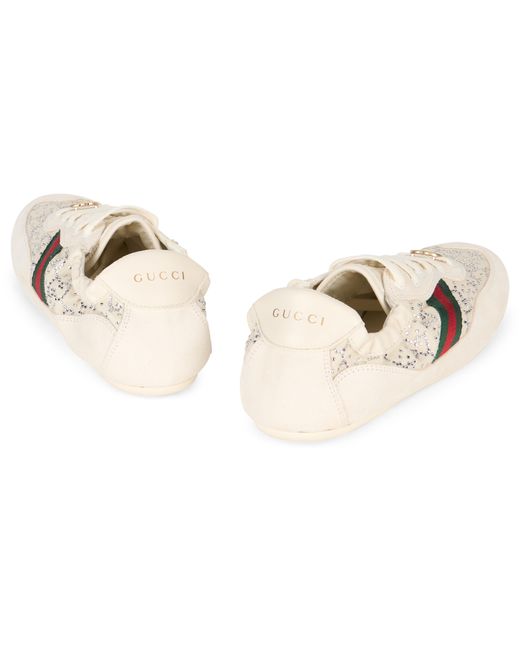 Gucci Natural Sneakers Shift Gg Crystal Calf Skin Trainers