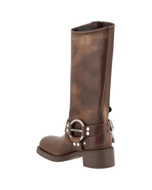 Miu Miu Brown Calf Leather Boots Upper