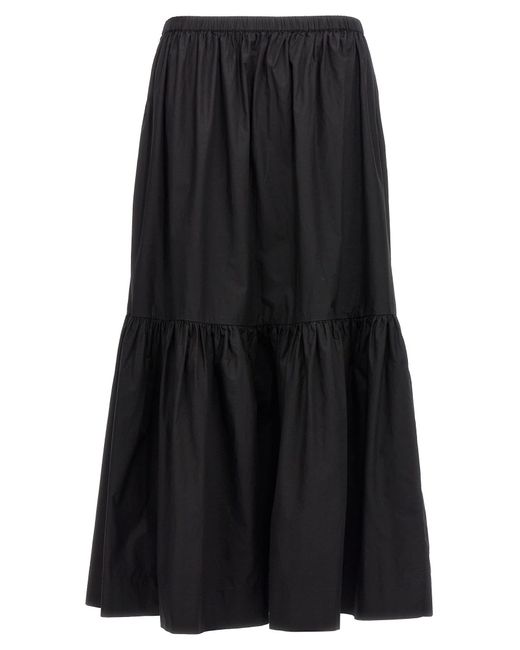 Ganni Black Flounced Midi Skirt Skirts