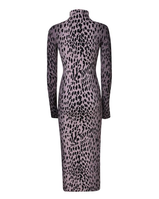 Ssheena Blue Long Leopard Knit Dress Lilac And