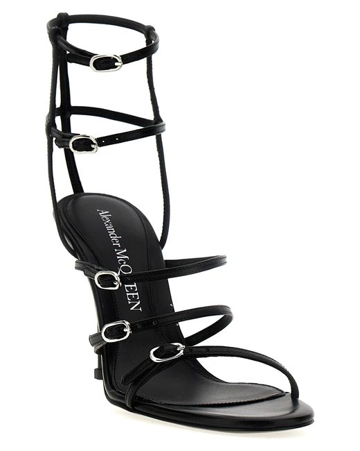 Alexander McQueen Black Strap Leather Sandals
