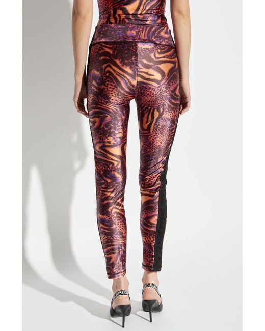 Versace Jeans Couture Red Leggings With Animal Print